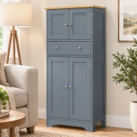 HOMCOM Kitchen Cupboard, Modern Freestanding Kitchen Storage Cabinet with Doors and Shelves, Grey Blue(m-8)