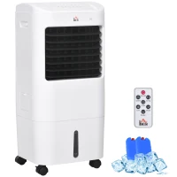 HOMCOM Mobiele Luchtkoeler/Airconditioner met 3 Modi, 7,5-uurs Timer, Verrijdbaar, Kunststof, Wit(m-11)