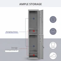 Vinsetto Locker Cabinet Storage Cold Rolled Steel w/ Shelves Vertical Cupboard Grey 38 x 46 x 180 cm(m-4)