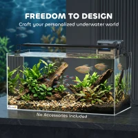 PawHut Fish Tank Bare Glass for DIY Glass Aquarium with Protective Base Mat 51L Transparent for Fish Shrimps(m-4)