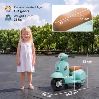 HOMCOM Vespa Licensed 6V Kids Electric Motorbike Ride On Motorcycle  Battery Powered for 18-36 Months with Horn, Green(m-3)