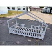 AIYAPLAY Lit Cabane Enfant 90x200 cm, Lit Enfant en Forme de Maison avec Barrières de Sécurité et Sommier à Lattes Solides, Blanc(m-3)