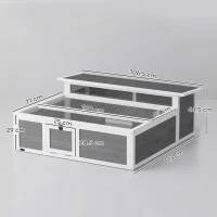 PawHut Wooden Tortoise House, Tortoise Enclosure with Clear Observation Window, Top Opening, Multiple Doors, Galvanised Mesh(m-3)