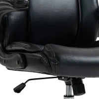 HOMCOM Chaise Bureau Ergonomique avec Accoudoirs Relevables, Fauteuil de Bureau en PU, Hauteur Réglable, Fonction Bascule, Noir(m-13)
