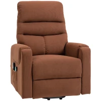 HOMCOM Poltrona Massaggiante con Assistenza per Alzarsi in piedi e Telecomando, in Poliestere e Metallo, 79x97x103 cm, Marrone(m-11)