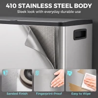 HOMCOM Poubelle à Double Compartiment 2 x 30 L, Poubelle de Cuisine à Pédale en Acier Inoxydable, Argenté(m-8)