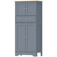 HOMCOM Kitchen Cupboard, Modern Freestanding Kitchen Storage Cabinet with Doors and Shelves, Grey Blue(m-15)