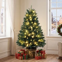 HOMCOM Realistic Xmas Tree, 4ft Prelit Artificial Christmas Tree with 80 Lights, Green(m-9)