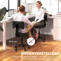 HOMCOM Rolkruk, in hoogte verstelbare salonkruk van PU-leer met gevoerde zitting, rugleuning en wielen, zwart(m-4)