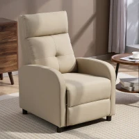 HOMCOM Sillón Relax Reclinable Manual hasta 155º Apertura Push con Reposapiés Respaldo Alto Acolchado Grueso Beige(m-6)