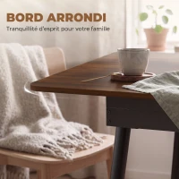 HOMCOM Table à Manger Extensible Rectangle pour 4 à 6 Personnes, Table de Cuisine 130-160 cm avec Coins Arrondis, Noyer Clair(m-6)