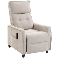 HOMCOM Poltrona Massaggiante e Reclinabile a 160° con Poggiapiedi e Telecomando, 69x93x104 cm, Effetto Lino Bianco Crema(m-11)