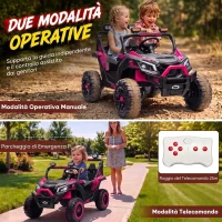 AIYAPLAY UTV Macchina Elettrica Bambini 24V 2 Posti, 2 Motori 120W, Batteria al Litio, Telecomando, Sospensioni, Rosa(m-6)