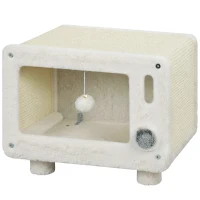 PawHut Kattenhuis in tv-design met hangmat en speelbal, sisal krabmat, voor katten tot 7 kg, 50 x 33 x 42 cm(m-14)