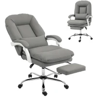 HOMCOM Ergonomic Executive Office Chair, Reclining Desk Chair with Lumbar Support, Footrest, Plush Thick Cushion, Grey(m-11)
