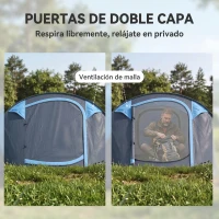 Outsunny Tienda de Camping Pop-up con Ventanas Bolsillos y Bolsa de Transporte Impermeable Anti-UV 263,5x220x123 cm Azul(m-6)