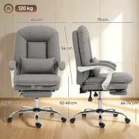 HOMCOM Ergonomic Executive Office Chair, Reclining Desk Chair with Lumbar Support, Footrest, Plush Thick Cushion, Grey(m-3)