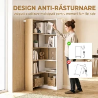 HOMCOM Bibliotecă de Colț cu 5 Polițe, Design Rotativ 350°, Lemn/Alb(m-7)