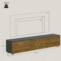 HOMCOM Meuble TV Suspendu ou sur Pied 160 cm pour Téléviseur 65 Pouces, Porte à fermeture, Passe-câbles, Noyer(m-3)