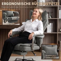HOMCOM Verstelbare bureaustoel met massage en warmte, linnenlook, lendensteun, brede zitting, grijs, tot 180 kg(m-5)