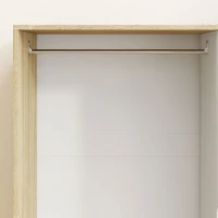 HOMCOM Armoire Chambre Penderie, 2 Portes Coulissantes, 4 Tiroirs, Barre de Suspension, Étagères Réglables, Chêne et Blanc(m-15)