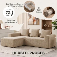 HOMCOM Hoekbank met chaiselongue, raamloos Cloud-Sofa in L-vorm van Chenille, diepe zit, pocketveren, Beige(m-9)