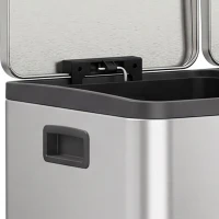 HOMCOM Poubelle à Double Compartiment 2 x 30 L, Poubelle de Cuisine à Pédale en Acier Inoxydable, Argenté(m-12)