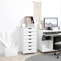 Vinsetto Schedario da Ufficio con 7 Cassetti, Ruote a Freno, Cassettiera Scrivania per Lettera/Formato A4/Legale, Bianco(m-2)