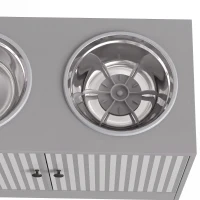 PawHut Gamelle Chien Surélevée Meuble d'Alimentation Rangement 40L 2 Bols Inox 2L 1 Gamelle Anti-Glouton 60x30x35,5cm Gris(m-13)