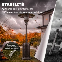 Outsunny Chauffage Extérieur Terrasse Portable 13 kW, Niveaux de Chauffe Réglables, Anti-Basculement, 82x82x223cm, Marron Foncé(m-7)
