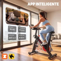 SPORTNOW Bicicleta Estática com Bluetooth Resistência Magnética Volante de 8 kg, Ecrã LCD Selim e Guiador Ajustáveis(m-4)