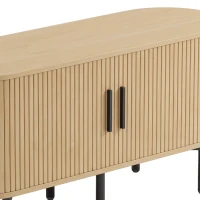 HOMCOM Meuble TV 106 cm, Meuble Télé pour 50 Pouces, 2 Portes Coulissantes à Tambour 4 Compartiments Étagères Réglables, Chêne(m-10)