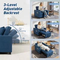 HOMCOM 3-in-1 Single Sofa Bed, Convertible Sleeper Chair Bed - Dark Blue(m-5)