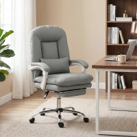 HOMCOM Ergonomic Executive Office Chair, Reclining Desk Chair with Lumbar Support, Footrest, Plush Thick Cushion, Grey(m-10)