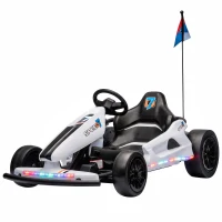 AIYAPLAY 24V Electric Drift Go Kart for Kids with Dual Motors, Soft Start, 12 KM/H High Speed, Headlight, for Ages 6-14, White(m-15)