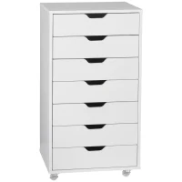 Vinsetto Schedario da Ufficio con 7 Cassetti, Ruote a Freno, Cassettiera Scrivania per Lettera/Formato A4/Legale, Bianco(m-11)