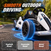 AIYAPLAY 24V Electric Drift Go Kart for Kids with Dual Motors, Soft Start, 12 KM/H High Speed, Headlight, for Ages 6-14, White(m-7)