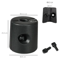 Outsunny Pack de 4 Pesos para Carpas Plegables Soportes Rellenables con 8,7 kg de Agua o 12 kg de Arena Ø21,5/24x25,5 cm Negro(m-3)