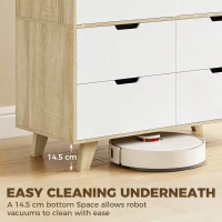 HOMCOM Armoire Chambre Penderie, 2 Portes Coulissantes, 4 Tiroirs, Barre de Suspension, Étagères Réglables, Chêne et Blanc(m-8)