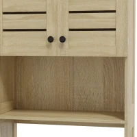 HOMCOM Mueble sobre el inodoro/para lavadora con armario de puertas dobles, puertas persianas, 67x31,5x190cm, roble(m-7)