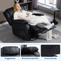 HOMCOM Poltrona Relax Reclinabile con 8 Punti Massaggianti, Riscaldanti e Poggiapiedi, 87x97X100 cm, Nero(m-9)
