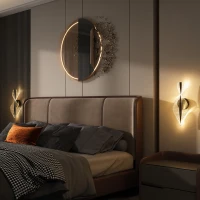 HOMCOM Led Wall Lamp 2 Pack, 13W Modern Indoor Spiral Wall Light, Colour Temperature Adjustable 3000K/4000K/6500K, for Bedroom, Living Room, Hallway, Stairs, Black(m-10)
