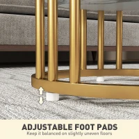 HOMCOM Set of Two Marble-Effect Coffee Tables - White/Gold-Tone(m-7)