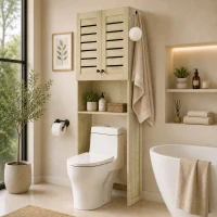 HOMCOM Corp deasupra WC-ului pentru toaletă/mașină de spălat cu dulap cu uși duble, uși cu jaluzea, 67x31,5x190 cm, stejar(m-7)