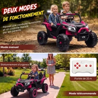 AIYAPLAY Voiture Electrique Enfants UTV 24V 2 Places, 2 Moteurs 120W, Batterie Lithium, 4-6km/h, Télécommande, 3-8 Ans, Rose(m-5)