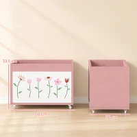 AIYAPLAY Cufăr pentru jucării copii 3-8 ani cu roți, 34,5 L, 15 kg, 50 x 30 x 33,5 cm, pentru dormitor, roz(m-3)
