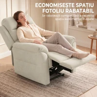 HOMCOM Fotoliu Reclinabil Manual Compact cu Suport pentru Picioare, Catifea Crem(m-6)