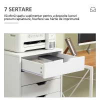 Vinsetto fișet de birou cu 7 sertare, roți cu frână, pentru documente Letter/A4/Legal, alb(m-5)