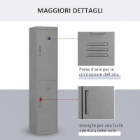 Vinsetto Armadietto 4 Ripiani 2 Porte Chiusura di Sicurezza Ufficio Garage Officina Acciaio Laminato a Freddo 38x46x180cm Grigio(m-6)