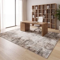 HOMCOM Tapis de salon, Polyester, motif artistique moderne, lavable, Marron(m-5)